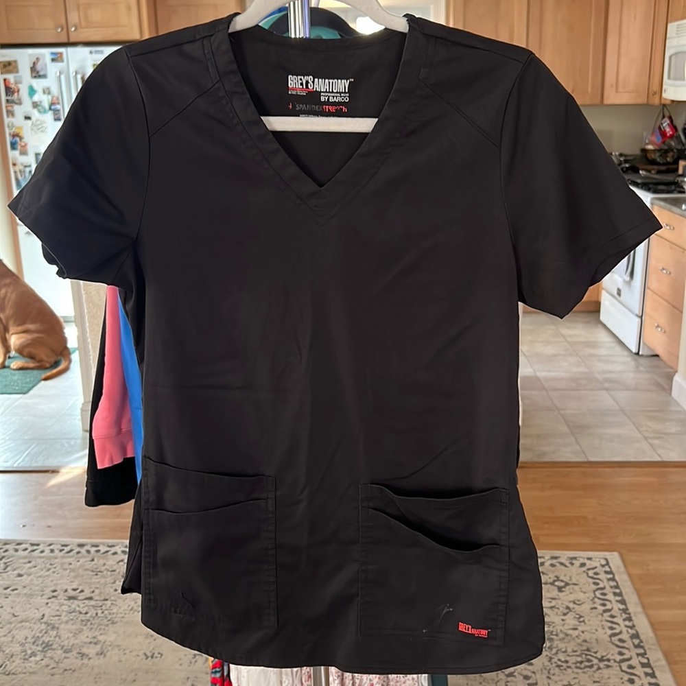 Womens greys anatomy black scrub top size small